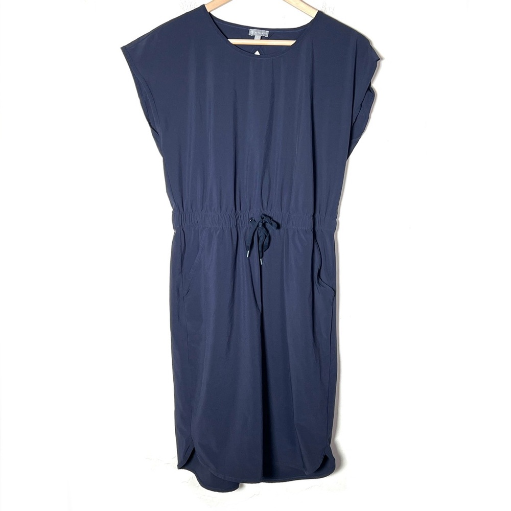 Talbots navy blue casual midi dress size small S B197